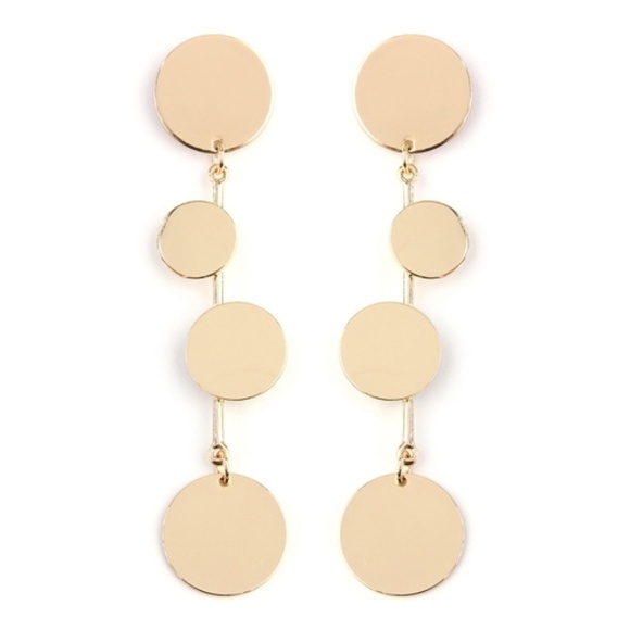 Dangling Disc Statement Earrings - Picture 1 of 2